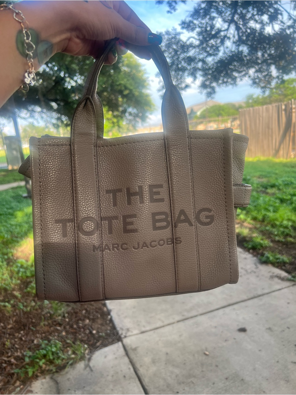 Marc Jacobs The Tote Bag Small Pebbled Leather Tote In Taupe